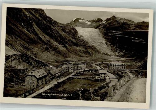 3999 Oberwald Foto AK Rhonegletscher Gletsch