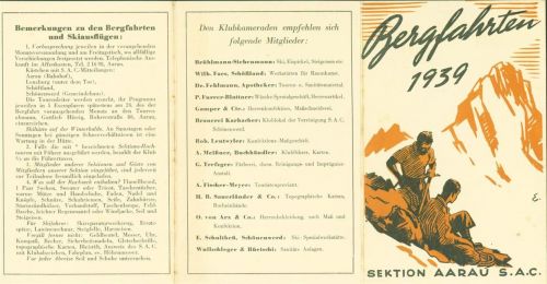 5000 Aarau KEINE AK S.A.C. Bergfahrten 1939 Klappbroschüre 2-fach