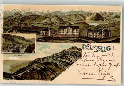 Rigi Kulm 1901 Lithographie Klösterli Verlag Künzli Nr 536