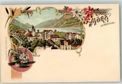 8877 Murg Lithographie Wallensee Verlag Künzli Nr 1064