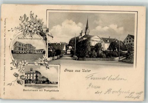 8610 Uster 1905 - Sekundarschulhaus Bankstrasse Postgebäude
