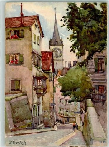 8000 Zürich Künstlerkarte Pfalzgasse Lindenhof sign. Marc