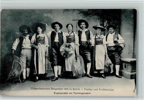 Sängerfest 1905 - Fischer und Fischerinnen in Trachten , gute Erhaltung AK