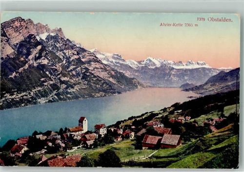 8758 Obstalden 1909 Foto AK Alvier-Kette