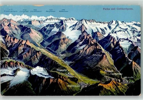 6493 Hospental - Furka Gotthardpass Vogelschau