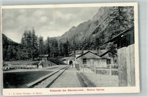 Spinas Foto AK Bahnhof Südportal des Albulatunnels