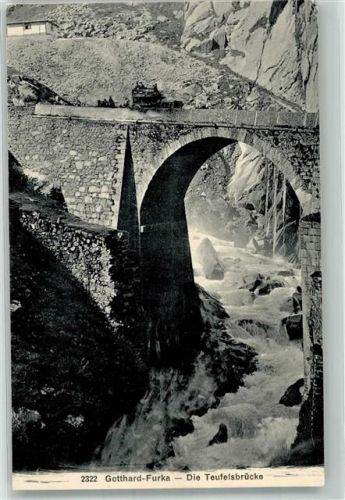 Furka Foto AK Postkutsche Teufelsbrücke