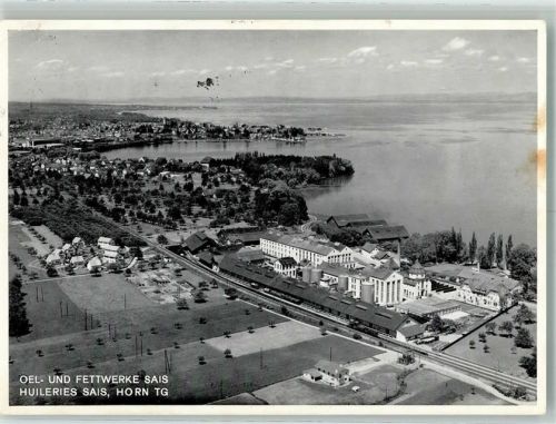 9326 Horn 1961 Foto AK Fliegeraufnahme Fabrik Oel und Fettwerke Sais