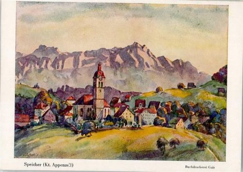 9042 Speicher Lithographie sign. Schmid