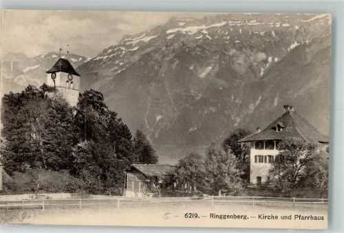 3852 Ringgenberg BE 1918 Foto AK Kirche Pfarrhaus