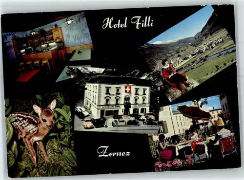 7530 Zernez Werbe AK Hotel Tracht J.Heinrich-Filli