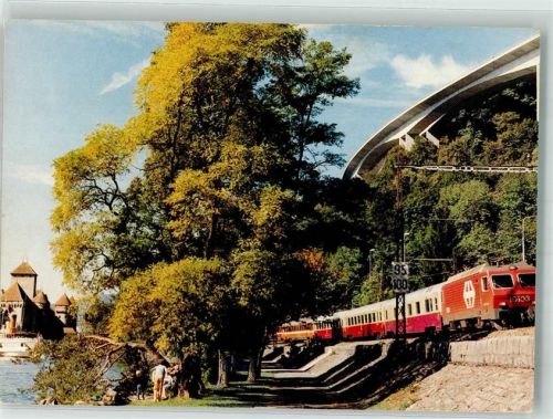 Re 4/4 IV 10103 en tete du TEE Lemano pres de Chillon