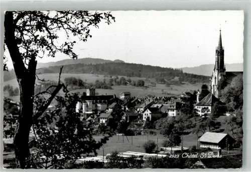 1618 Châtel-St-Denis 1956 Foto AK Kirche