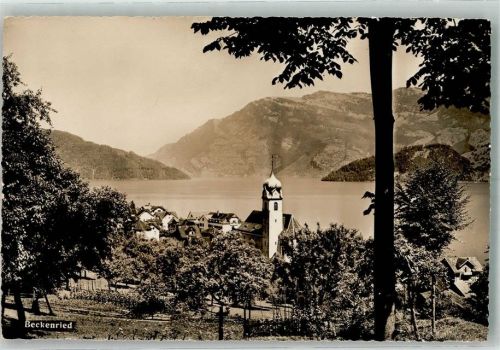 6375 Beckenried 1951 Foto AK Kirche