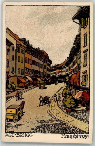 5200 Brugg AG Künstlersteindruck Hauptstrasse Postkutsche