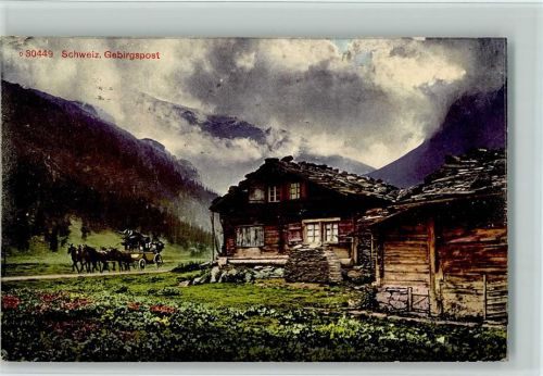 Schweizer Gebirgspost Postkutsche Schweiz 1914