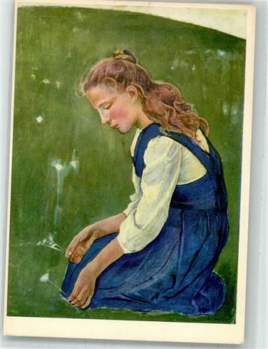 Zürich sign. Holder Fred. Knieendes Mädchen Kunsthaus Pro Infirmis Schweiz Künstlerkarte