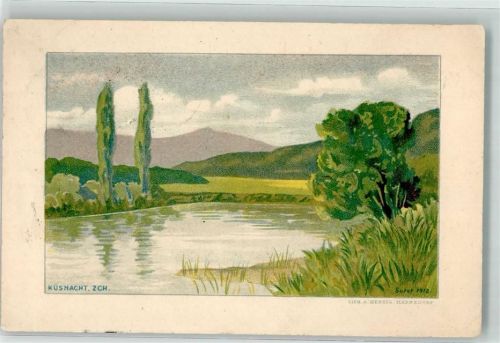 8700 Küsnacht ZH 1912 Gebrauchsspuren sign. Suter Künstlersteindruck