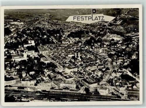 8400 Winterthur 1936 - 61. Eidgen. Turnfest Blick auf die Feststadt Fliegeraufnahme Bahnhof Festplatz