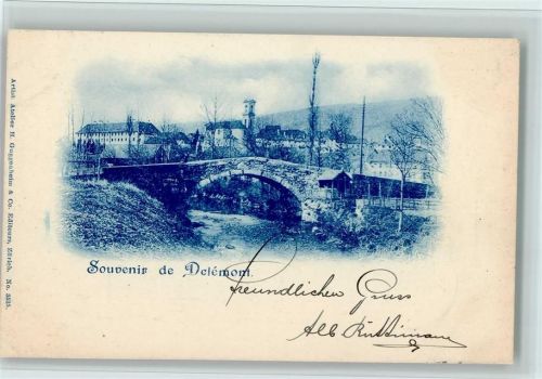 2800 Delémont Delsberg 1899 - Teilansicht, Verlag Guggenheim Nr. 3525, gute Erhaltung AK.