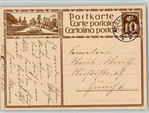 St. Moritz Ganzsache, Castasegna , Autobus Postkutsche Schweiz