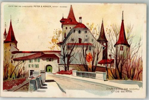 2560 Nidau 1921 Lithographie Schloss Nidau