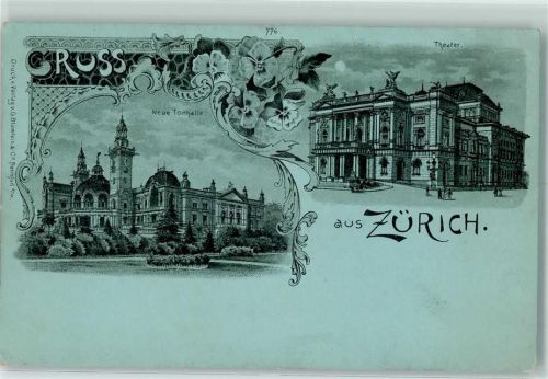 8000 Zürich Lithographie Neue Tonhalle Theater