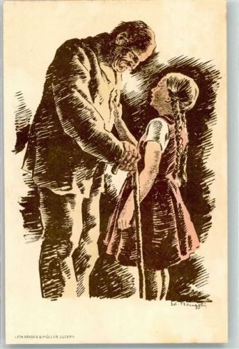 Flugpost Bundesfeier 1928 für das Alter sign. Ed. Renggli Bundesfeier Ganzsachen Schweiz Künstlerkarte