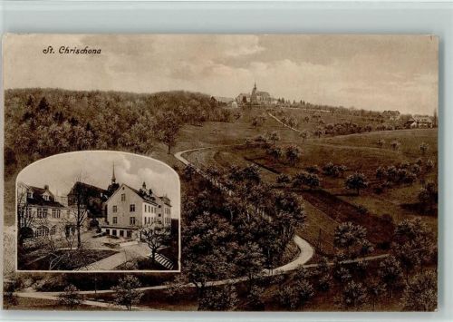 St Chrischona - Panorama m. Bild im Bild Ortsansicht m. Kirche