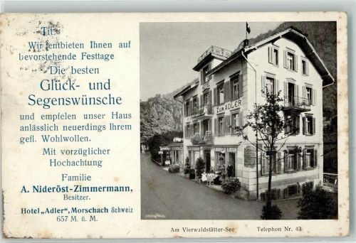 6443 Morschach 1914 - Hotel Zum Adler Fam. A. Nideröst-Zimmermann