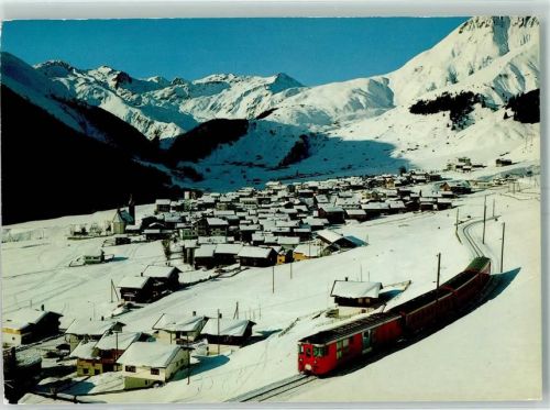 7188 Sedrun - gegen Rueras und das Skigebiet von Milez und den Piz Badus Rhätischen Bahn