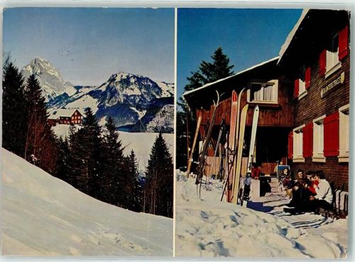 6433 Stoos SZ - Skifahrer Skihaus TV Unterstrass Blümlisegg