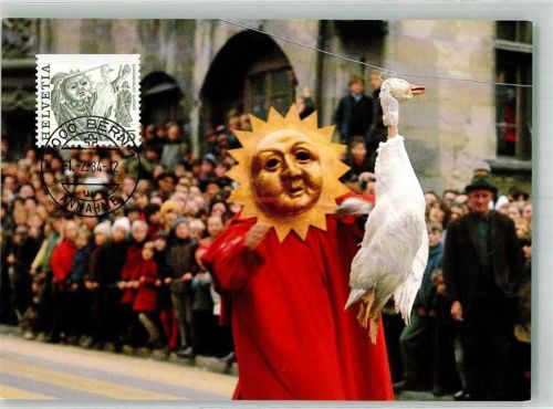 6210 Sursee 1984 Foto AK Masken Gansabhauet Briefmarke Bildseite