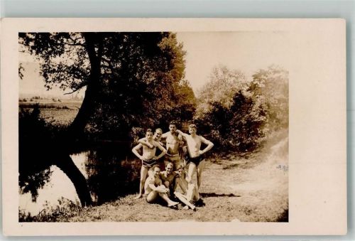 2800 Delémont Delsberg 1921 Foto AK Schwimmbad Gruppenfoto Ort lt. Stempel