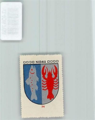 2560 Nidau - Vignette Wappen Kaffee Hag ca 1920-1940 Fisch Krebs