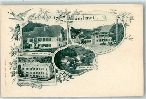 4717 Mümliswil 1905 - Gasthaus Zum Weissen Kreuz Seidenband-Weberei Kamm-Fabrik