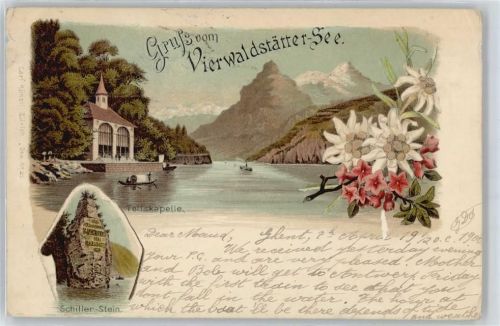 6440 Vierwaldstättersee Lithographie Tellskapelle