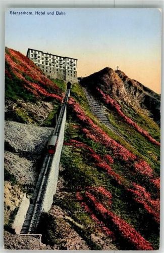 6370 Stans 1935 Foto AK Bergbahn Hotel Stanserhorn