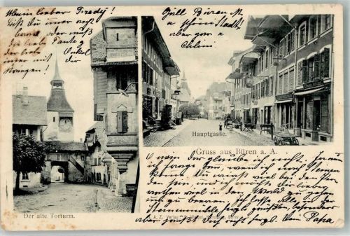 3294 Büren an der Aare 1905 Foto AK Hauptgasse Alter Torturm
