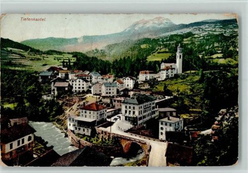 7450 Tiefencastel 1907 Gebrauchsspuren Teilansicht AK