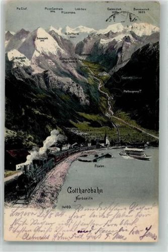 St Gotthard 1904 Gebrauchsspuren Eisenbahn Nordseite Flüelen