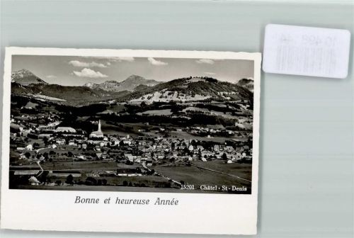 1618 Châtel-St-Denis FOTO KEINE AK Foto 10cm x 7cm Fliegeraufnahme Neujahrswünsche