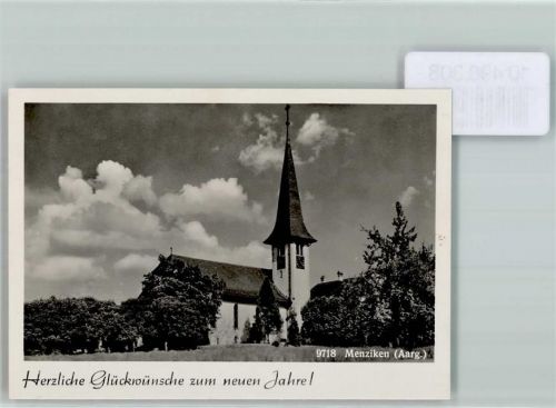 5737 Menziken FOTO KEINE AK Foto 10cm x 7cm Kirche Neujahrswunsch