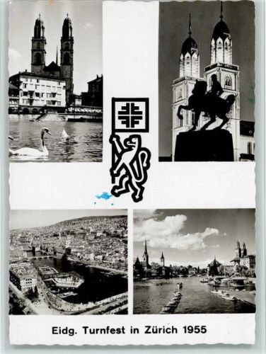 8000 Zürich 1955 - Eidg. Turnfest Ortsansichten 4-Bildaufnahme