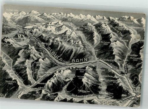 Albula Foto AK Vogelschau Albula Bahn