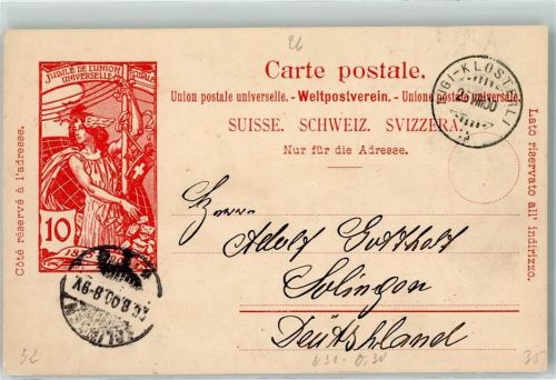 6410 Rigi Klösterli 1900 Ganzsache 10 Rappen