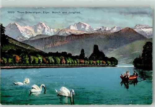 3600 Scherzligen Thun - Eiger Mönch Jungfrau Schwäne auf dem Thunersee
