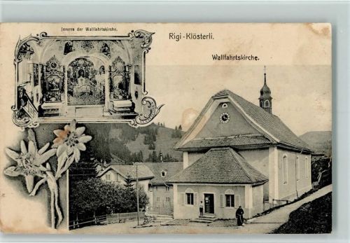 6410 Rigi Klösterli 1909 Gebrauchsspuren Wallfahrtskirche AK