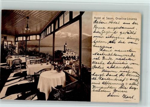 6644 Orselina 1917 - Hotel al Sasso, Innenansicht Terrasse, gute Erhaltung AK