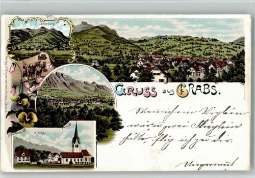 9472 Grabs 1899 BOAKC Studnerberg Kirche Lithographie